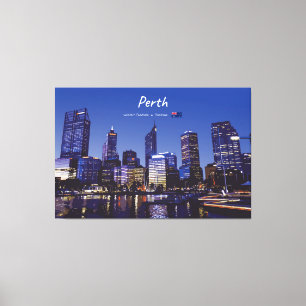 Impressão Em Tela Perth, Austrália - Silhueta da Cidade à Noite