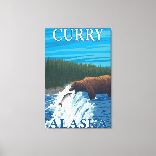 Impressão Em Tela Pesca do urso no rio - caril, Alaska