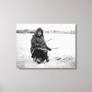 Impressão Em Tela Pesca Eskimo do gelo em Nome, fotografia de Alaska