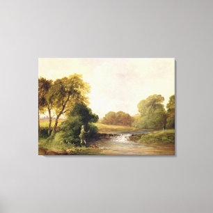 Impressão Em Tela Pesca: Jogando um peixe (óleo em canvas)