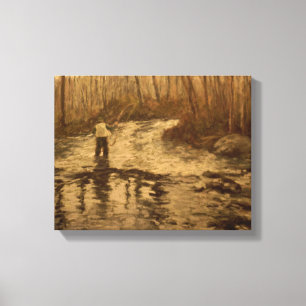 Impressão Em Tela Pescador 11x14 da mosca