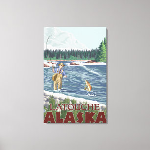 Impressão Em Tela Pescador da mosca - Latouche, Alaska