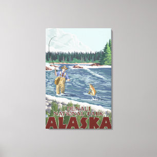Impressão Em Tela Pescador da mosca - parque nacional de Denali,