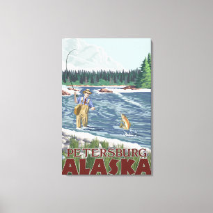 Impressão Em Tela Pescador da mosca - Petersburgo, Alaska