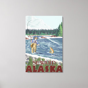 Impressão Em Tela Pescador da mosca - Seward, Alaska