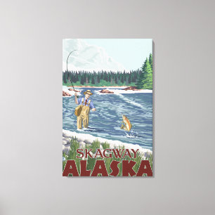 Impressão Em Tela Pescador da mosca - Skagway, Alaska