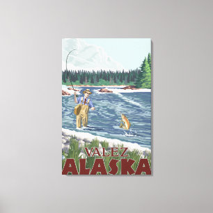 Impressão Em Tela Pescador da mosca - Valdez, Alaska