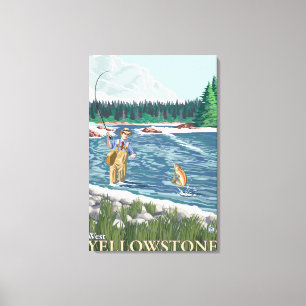 Impressão Em Tela Pescador da mosca - Yellowstone ocidental, Montana