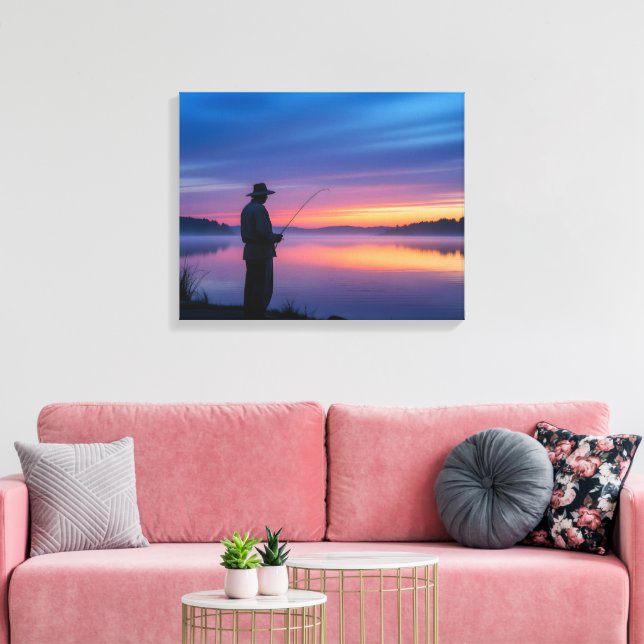 Impressão Em Tela Pescador em Sunset (Insitu(Sala de estar))