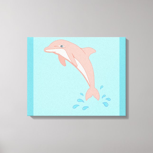 Impressão Em Tela Pêssego do golfinho rosa (Frente)