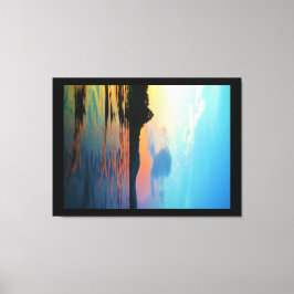 Impressão Em Tela Pêssego e Sunset Azul no lago de montanha