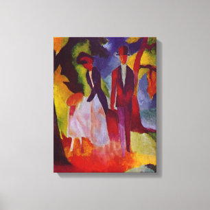 Impressão Em Tela Pessoas De Macke De Agosto Vintage Por Um Lago Azu