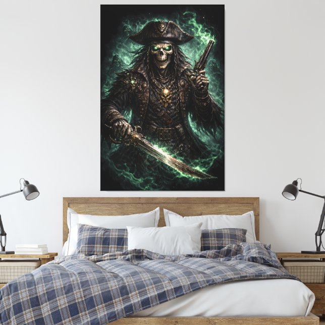 Impressão Em Tela Phantom Pirate Skull – Dark Fantasy Reaper (Insitu(Quarto))