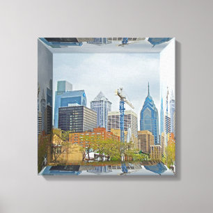 Impressão Em Tela Philadelphia Skyline - Caixa Espelho