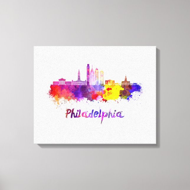 Impressão Em Tela Philadelphia V2 skyline in watercolor (Frente)