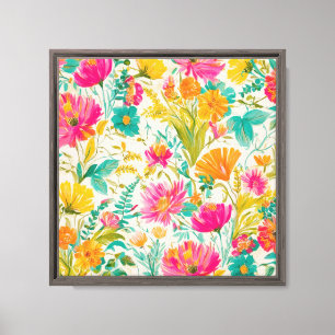 Impressão Em Tela Phoenix botânica Design cor-de-rosa e laranja