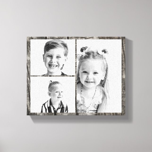 Impressão Em Tela Photo Collage Dark Wood  (Frente)