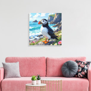 Impressão Em Tela Piada Engraçada Feliz Aniversário Puffin