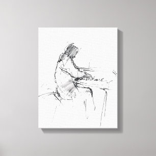 Impressão Em Tela Pianista Abstrato Minimalista Tocando Piano – Eleg