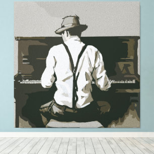 Impressão Em Tela Pianista Vintage em Harmonia