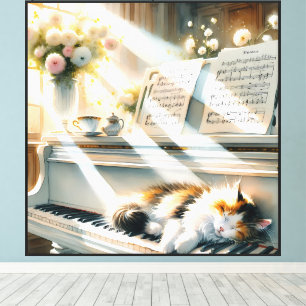 Impressão Em Tela Piano de Casa de Gato Ensolarado Sonho Cottagecore