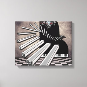 Impressão Em Tela Piano Keys Surreal Music Fantasy