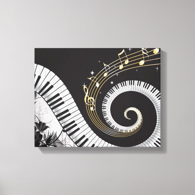 Impressão Em Tela Piano Swirled Keys Surreal Music Fantasy (Frente)