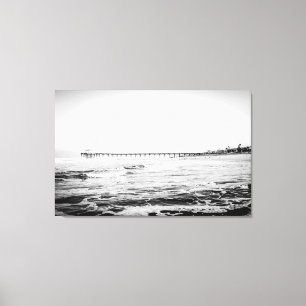 Impressão Em Tela Pier de Oceano Preto e Branco, Impressão de Tela E