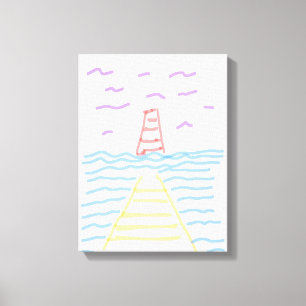 Impressão Em Tela Pier e Lighthouse - Tela Estreita