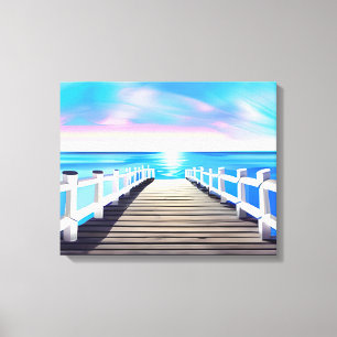 Impressão Em Tela Pier, Ocean e Sky no amanhecer