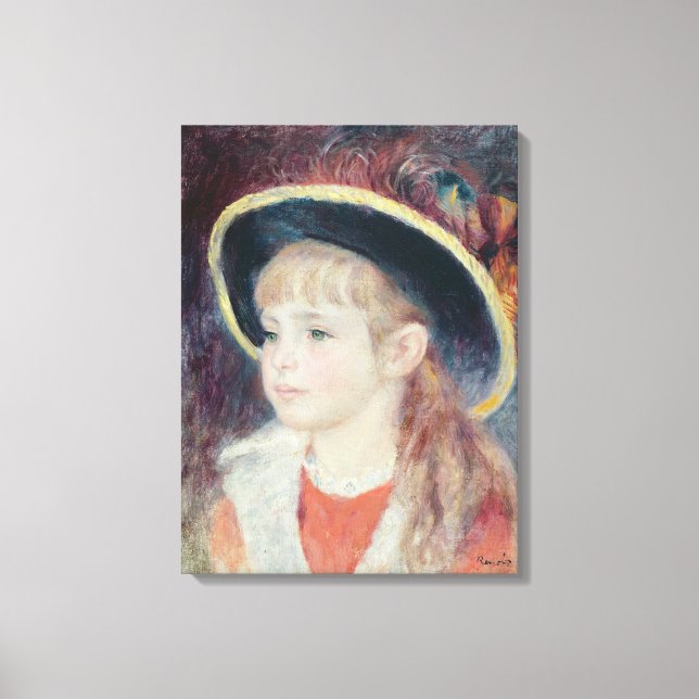 Impressão Em Tela Pierre A Renoir | Menina de chapéu azul (Frente)