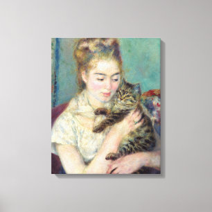 Impressão Em Tela Pierre-Auguste Renoir - Mulher com um Gato