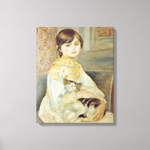 Impressão Em Tela Pierre um Renoir Julie Manet com gato