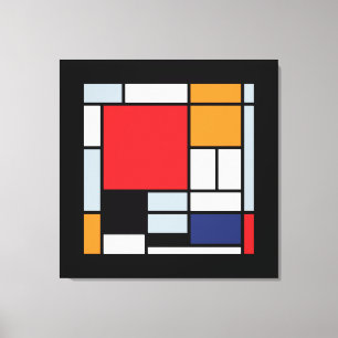 Impressão Em Tela Piet Mondrian - composição com grande plano