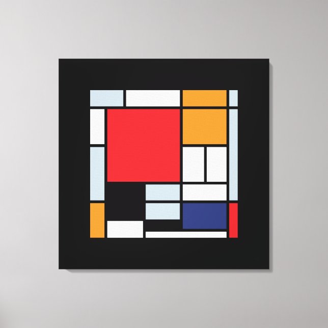 Impressão Em Tela Piet Mondrian - Composição com Grande Plano Vermel (Frente)