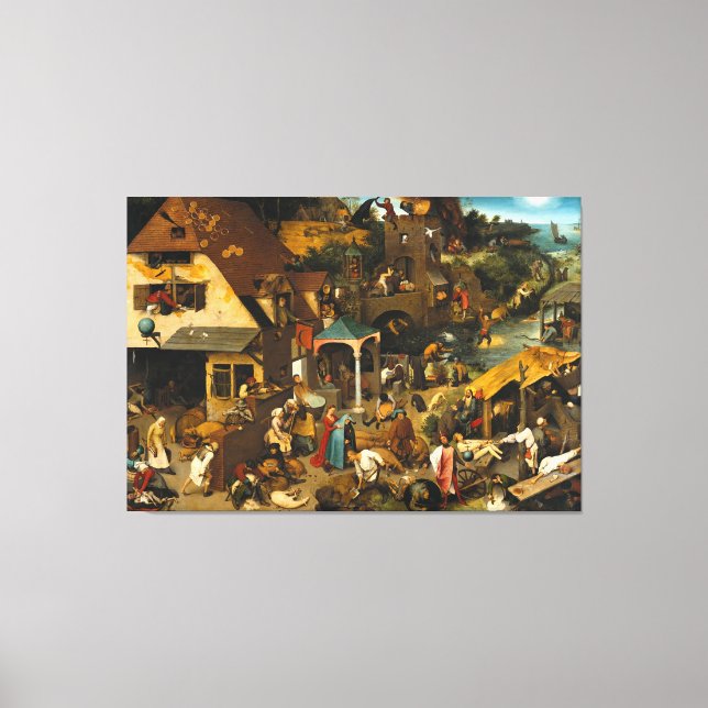 Impressão Em Tela Pieter Bruegel, o Velho - Os Provérbios Holandeses (Frente)
