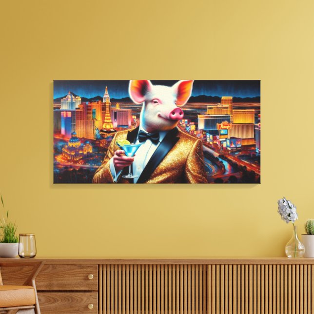 IMPRESSÃO EM TELA PIG-VEGAS NIGHT 5 (Insitu(Sala de estar))