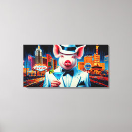 IMPRESSÃO EM TELA PIG-VEGAS NIGHT LIFE