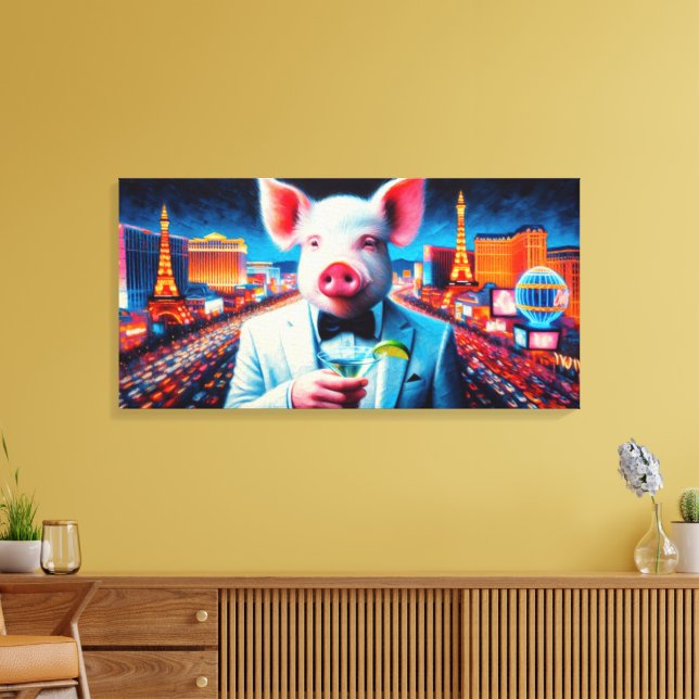 IMPRESSÃO EM TELA PIG-VEGAS NIGHT-LIFE 4 (Insitu(Sala de estar))