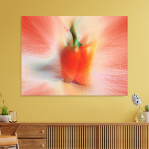 Impressão Em Tela Pimentão Vermelho, Tema Alimentar Abstrato Persona