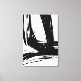 Impressão Em Tela Pincel preto e branco trava Abstrato minimalista