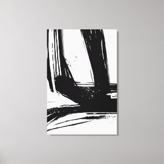 Impressão Em Tela Pincel preto e branco trava Abstrato minimalista