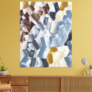 Impressão Em Tela Pinceladas Abstratas em Tons Neutros e Terrosos