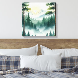 Impressão Em Tela Pine Forest Watercolor