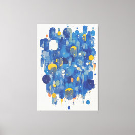 Impressão Em Tela Pingo de tinta azul naval contemporâneo dourado