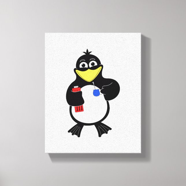 Impressão Em Tela Pinguim de desenho animado (Frente)