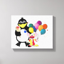 Pinguim engraçado e desenho de palhaços