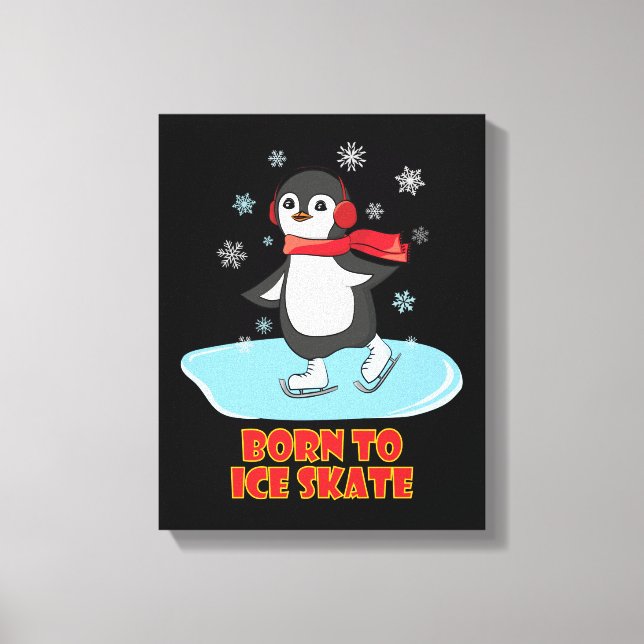 Impressão Em Tela Pinguim Skate De nascer A Gelo (Frente)