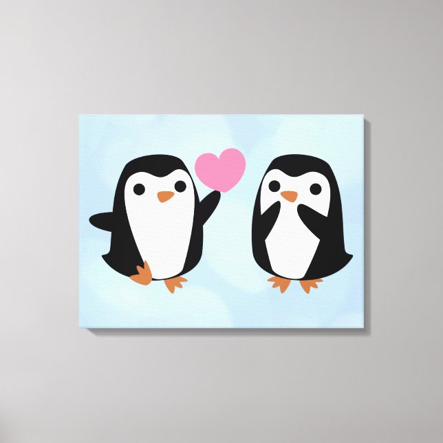 Impressão Em Tela Pinguins apaixonados (Frente)