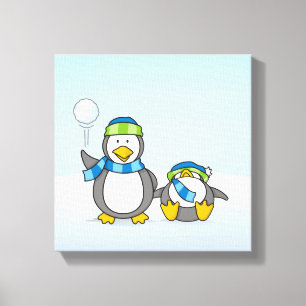 Impressão Em Tela Pinguins de neve